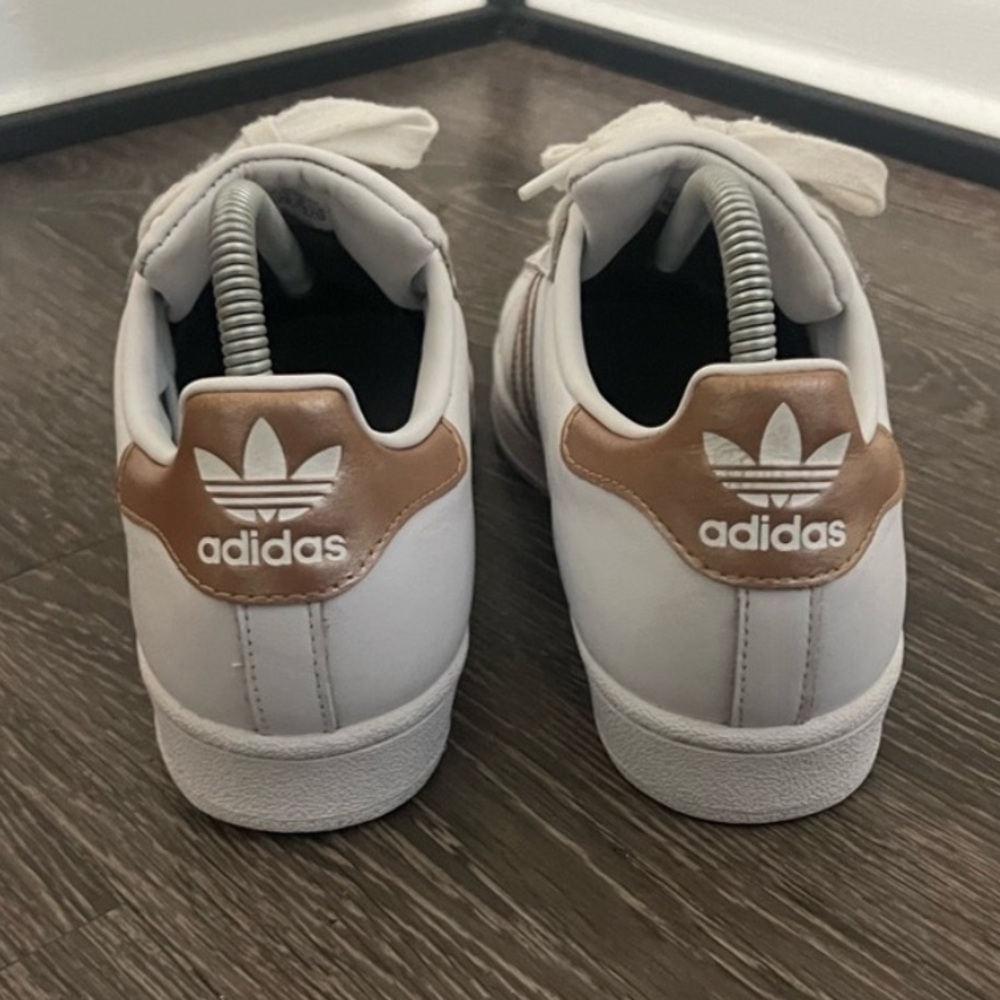 Adidas White and Rose Gold Superstar Sneakers - Picture 4 of 7